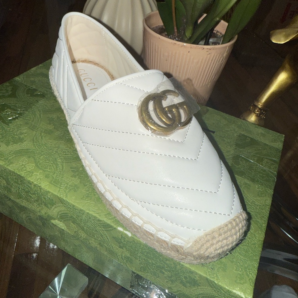 White and Gold Espadrilles with Signature Style
